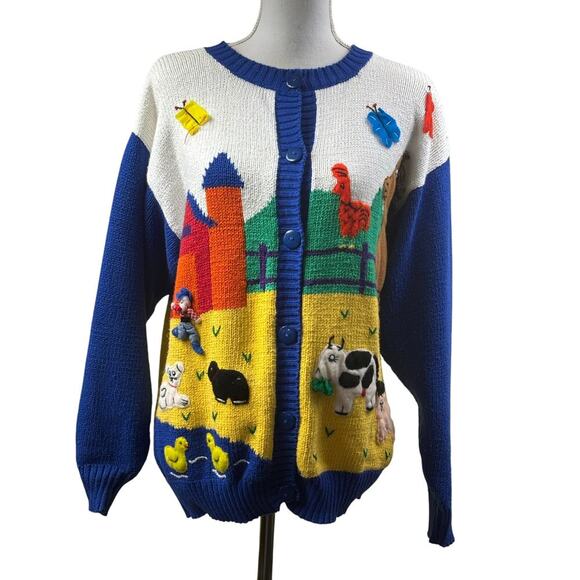 Vintage Claver Peru Novelty Farm Animal Sweater, kitschy, farmcore, quirky, cozy - Picture 1 of 10
